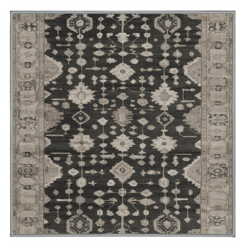 Machine Washable Overdyed Gray Area Rug, Square 7'