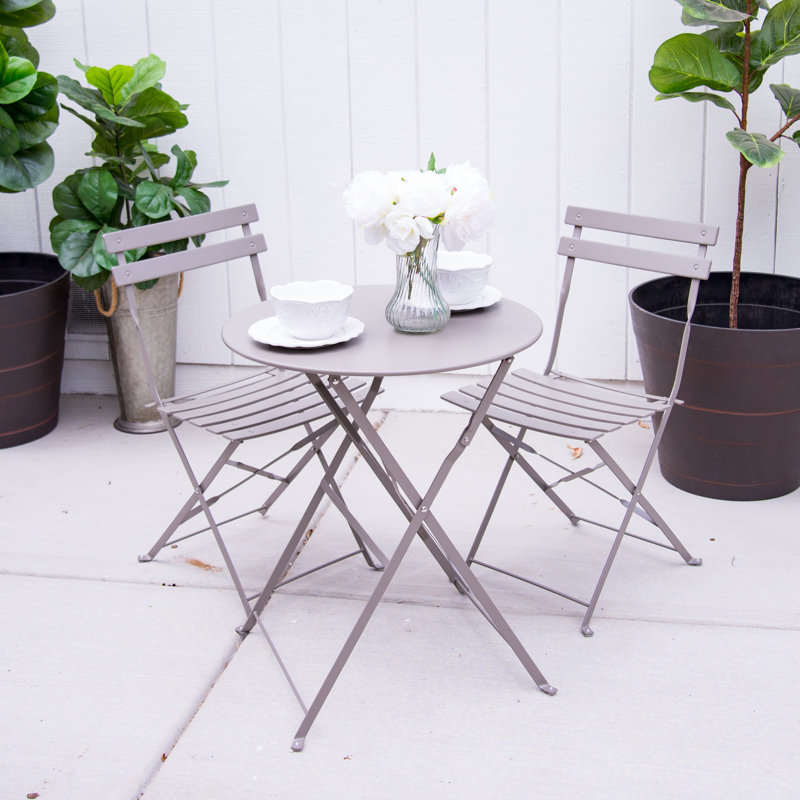 Leen 2 - Person Patio Dining Set with Round Table, Gray