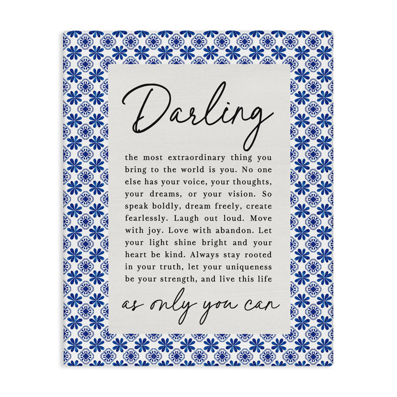 «Darling Only You Can Inspiring Canvas», design par Lettré et doublé, H 30 po x l 24 po