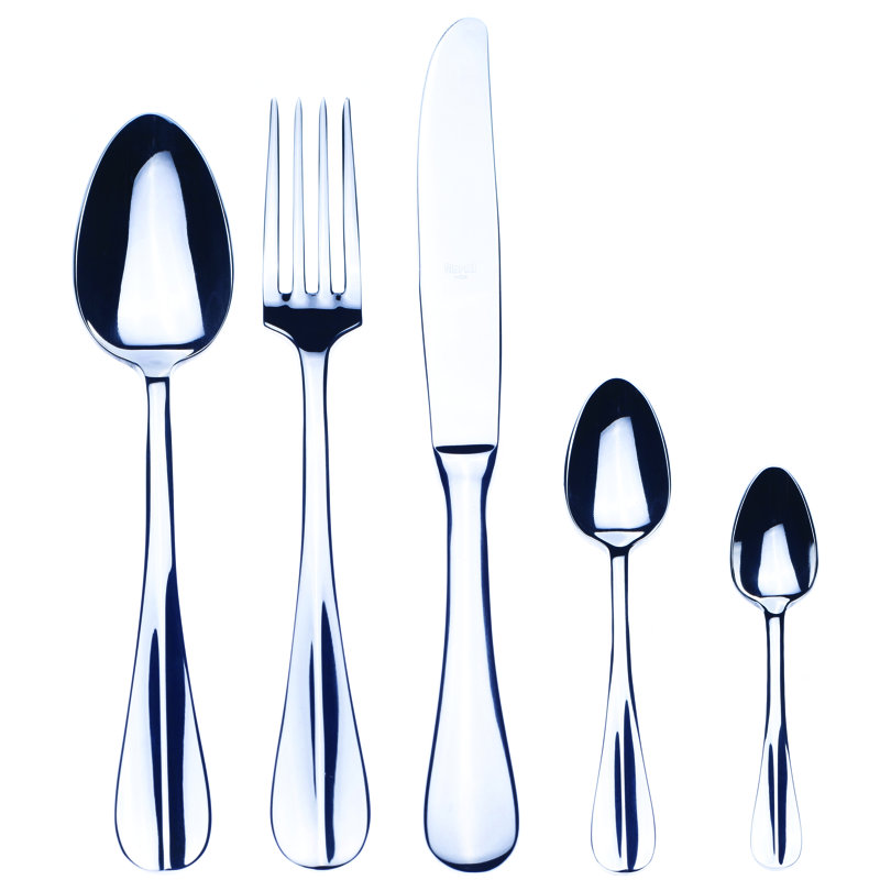 Roma Flatware Set with Moka Spoons - 30 Pieces - Stainless Steel