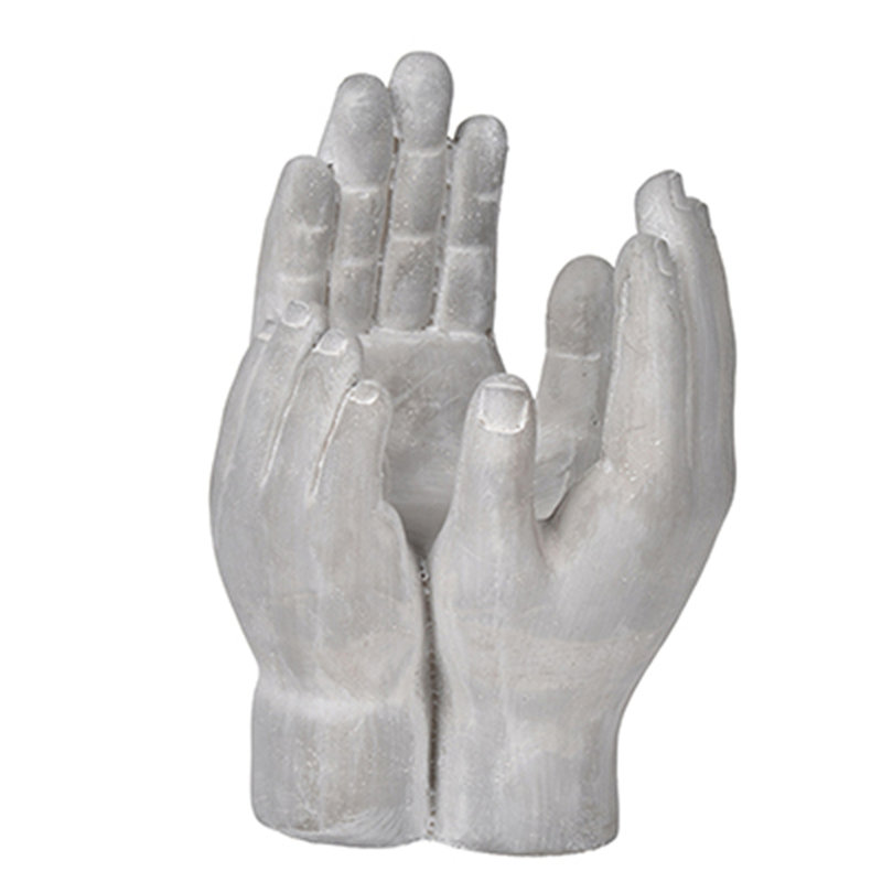 Set Of 2 6X6x9" Accepting Hands Accent Cement Hand Decor