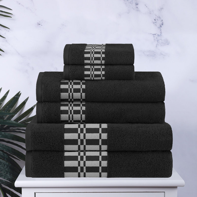 Ensemble de serviettes 6 pièces Mikira Larissa, Noir