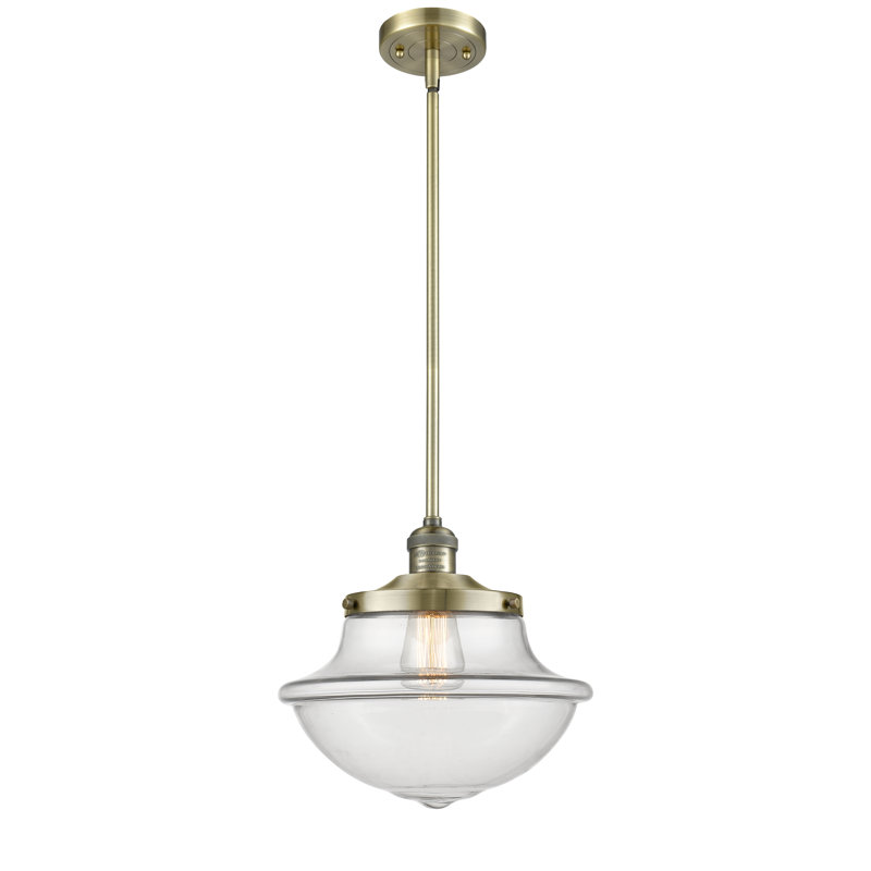 Luminaire suspendu simple à 1 lumière Blown, Nickel satiné brossé, Transparent