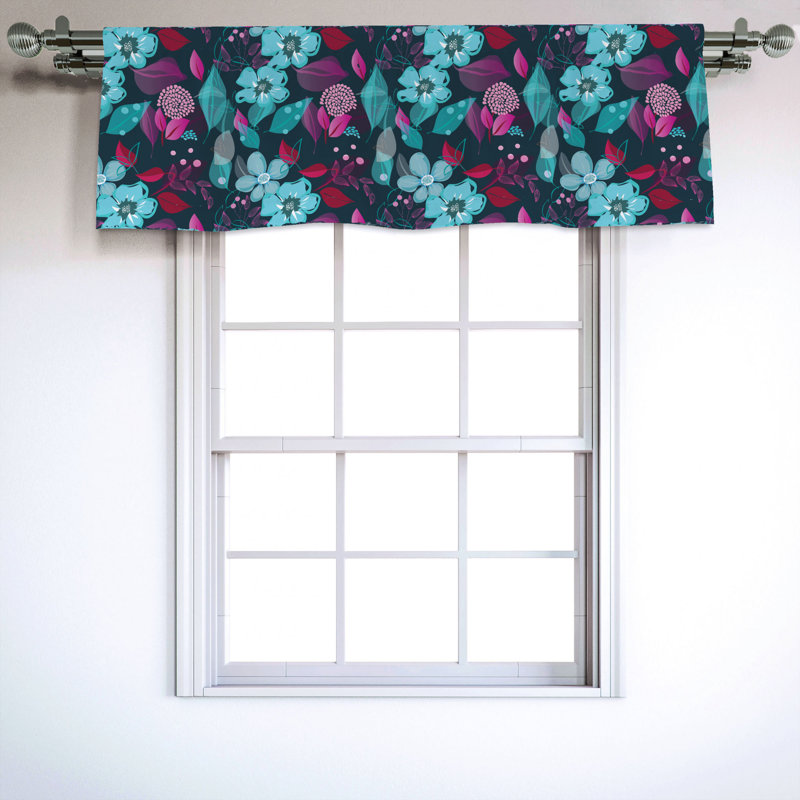 Sateen Floral Ruffled Window Valance