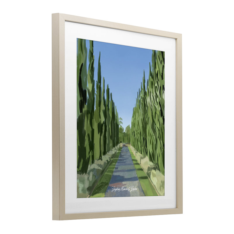 «Greystone Gardens Path», reproduction sous verre encadrée, conception par Amelia Noyes, Cadre de récolte en pin