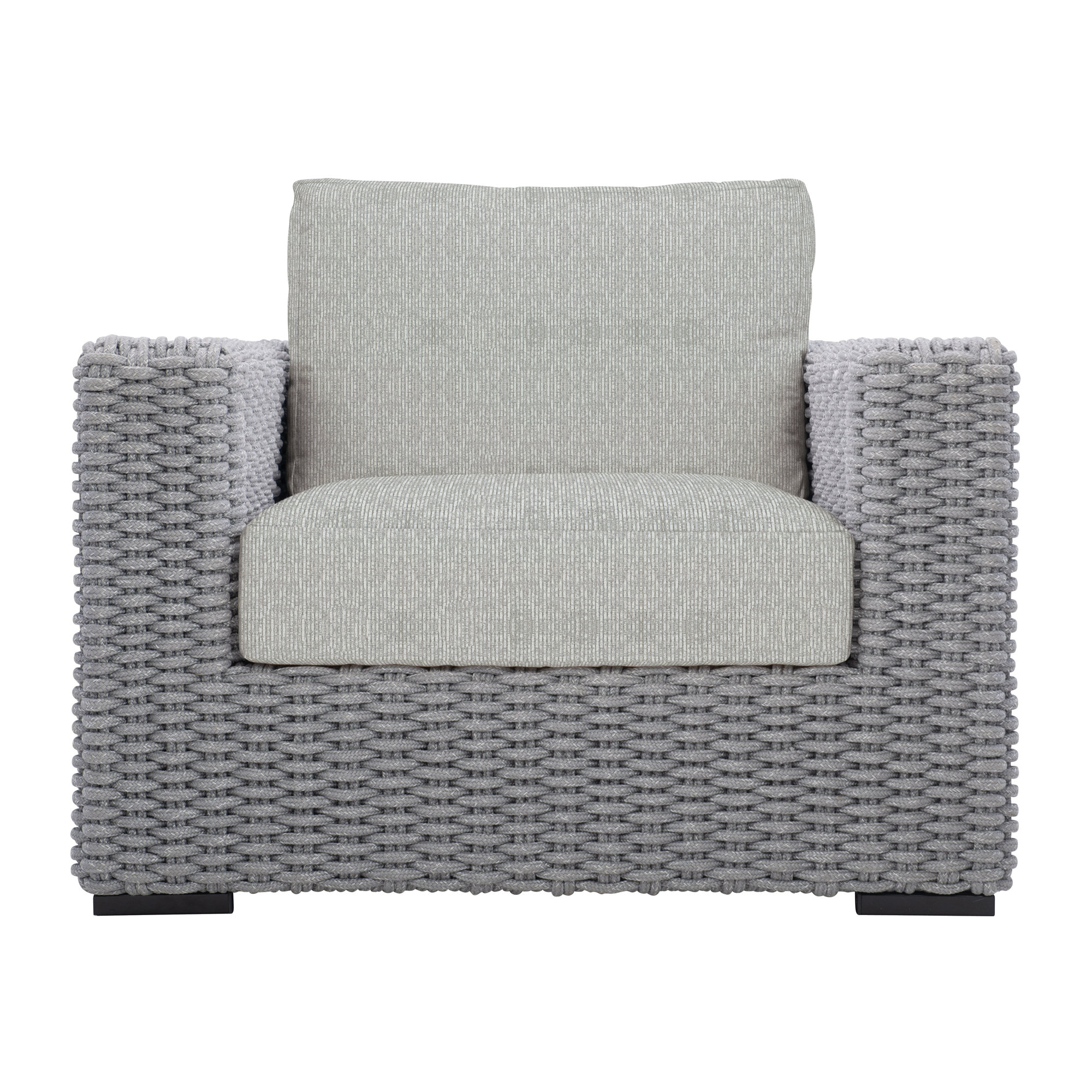 Capri Patio Chair with Cushions, Lt Grey Chenille Woven Stripe 6023-010
