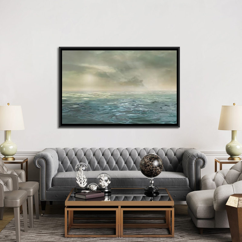 « brumey matinée », impression sur toile, H 40 po x l 60 po x P 1,5 po, Toile avec cadre noir, Pas de tapis