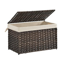 Grey Round Woven Storage Baskets with Lid- 4 Pc.