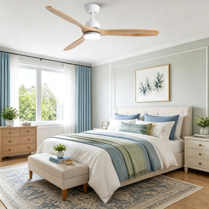 Ventilateur de plafond 52 po Homewood, White with Light Yellow Wood  Blades