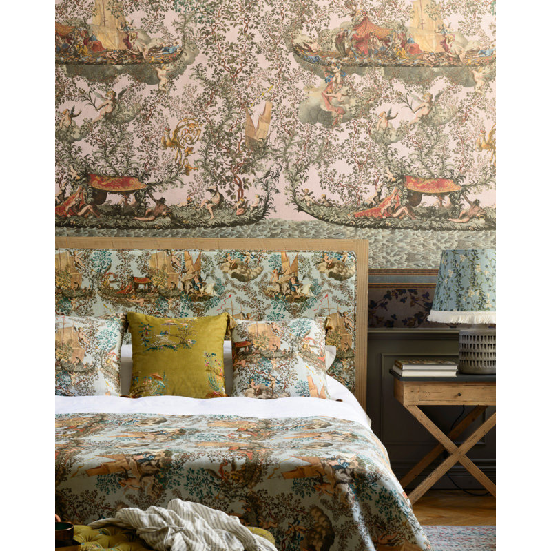 The Transylvanian Manor Wallpaper Roll by Johann Georg Wolfgang, Anthracite/Gray/Brown/Green