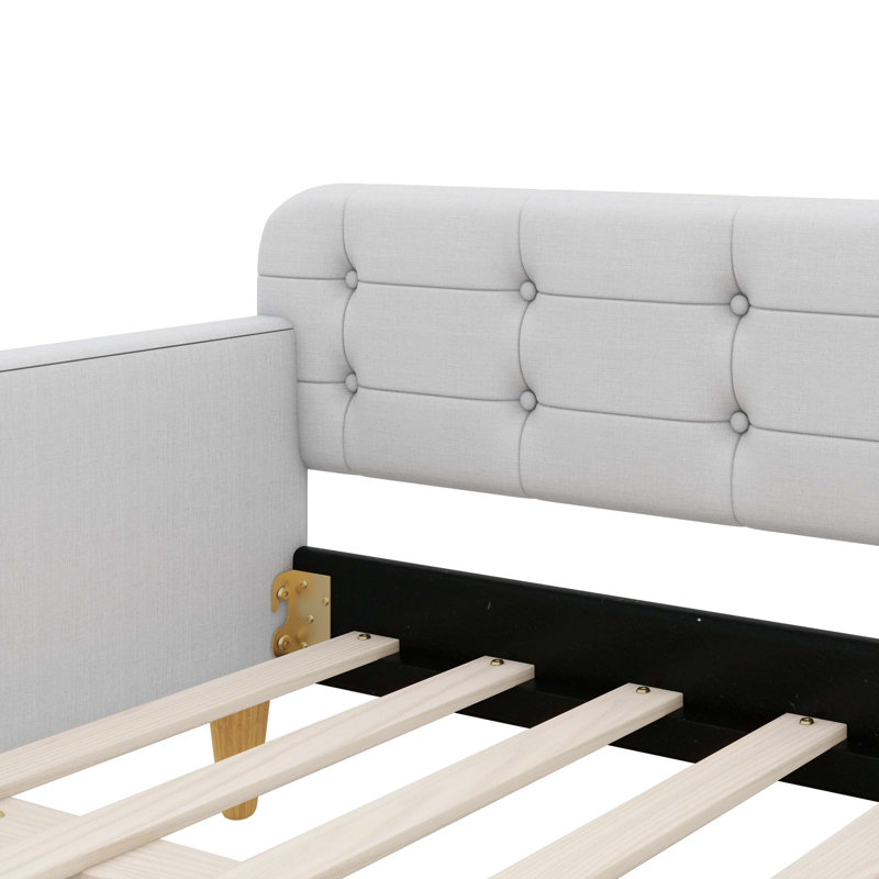 Leg-Supported, Fabric-Covered Daybed, Beige, Full