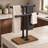 Freestanding Two Arm Towel Holder for Bathroom and Kitchen Countertop, Rustic Industrial Swivel Hand Towel Rack with Solid Wood Base