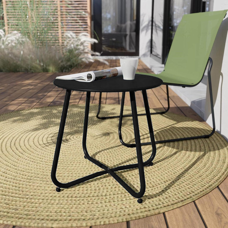 Side Table 18" Weatherproof Steel Outdoor Indoor Side Table For Garden Balcony Pool & Tailgate Rust-Resistant Portable  End Table