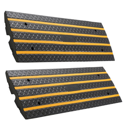 Rampe de bordure de voiture en caoutchouc, capacité de charge de 33069 lb, rampe de pont de bordure de 2,6 pouces avec bandes réfléchissantes jaunes, convient au quai de chargement, à l'entrepôt, au garage et au trottoir (paquet de 2)