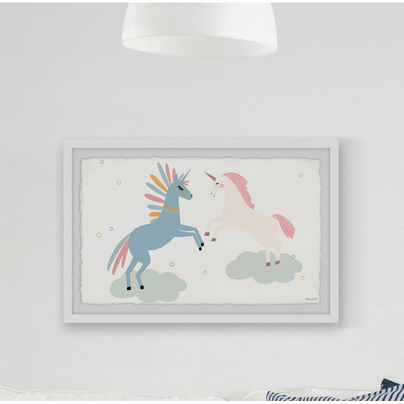Braywood Unicorn Friends, reproduction encadrée, H 30 po x l 45 po x P 1,5 po, Blanc