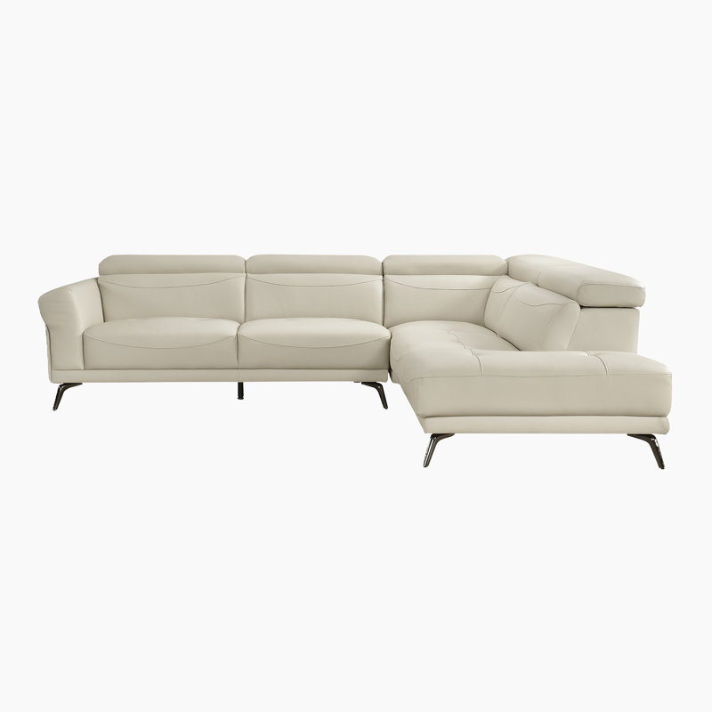  Dann 111.5" Modern & Contemporary Sectional Sofa - Leather Reversible Sectional with Space-Saving Storage, Comfortable Chaise, Includes Pillows, and Flexible Design.