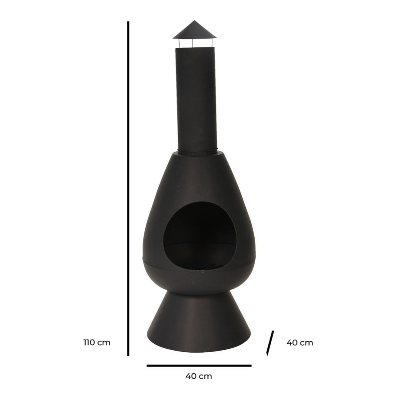Oval Steel Wood Burning Smokeless Chimnea, Black