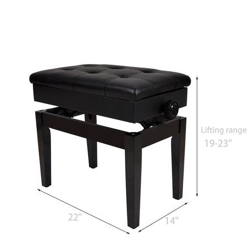Fauteuil à clavier noir avec hauteur réglable de 19 à 23 po avec compartiment de rangement