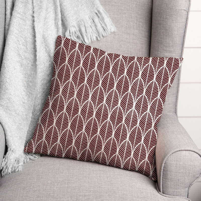 Geometric Outdoor Reversible Throw Pillow, 18"H x 18"W, Maroon