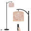 Lampe sur pied à arc avec abat-jour réglable à rayures abstraites zébrées rose doux sur pied tons de beige lampe sur pied 3 températures de couleur à intensité variable avec poteau pour l'interrupteur de la chambre à coucher