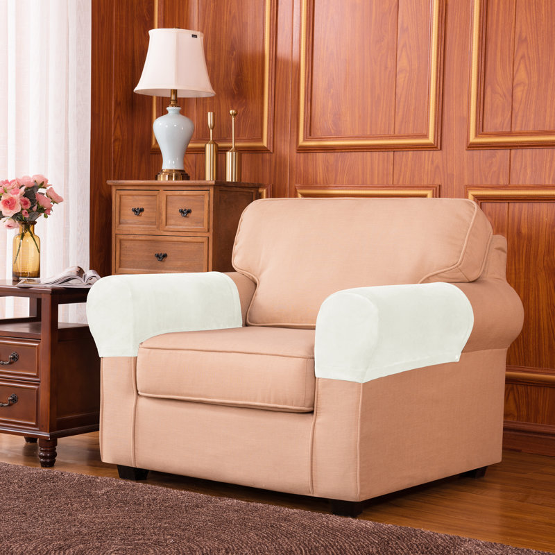 Housse pour fauteuil à coussins carrés extensible Hearston, Blanc