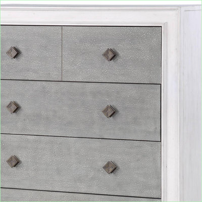 Commodes | Gris rustique & amp; Commode transitionnelle blanche patinée avec patins lisses | Blanc | Bois synthétique