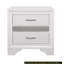Table de chevet blanche avec tiroirs et rangement caché pour bijoux en feutre, finition scintillante argentée | Idée de cadeau