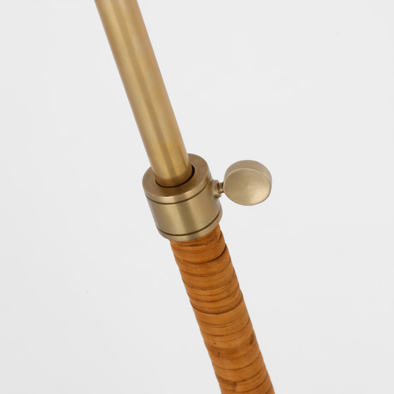 Basden Floor Lamp, Antique-Burnished Brass/Natural Rattan