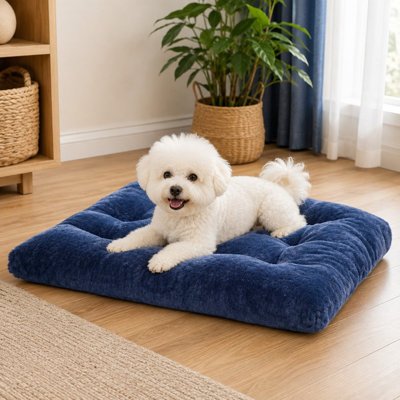 Lot de 2 lits de niche de luxe en peluche pour chiens de grande, moyenne et petite taille, conçus comme des tapis de couchage confortables et lavables avec des fonds antidérapants.