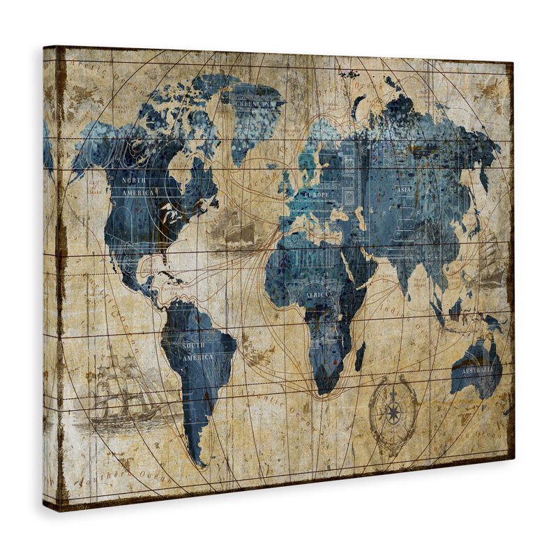 Abstract World Map by Art Licensing Studio - Print, 30" H x 40" W