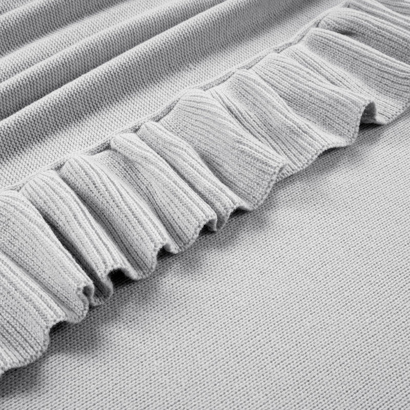 Reyna Soft Ruffle Blanket, Light Gray