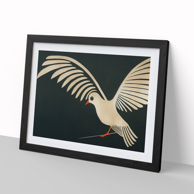 Incredible Dove Bird Abstract - Single Picture Frame Print, 46cm H x 64cm W x 2cm D, Black