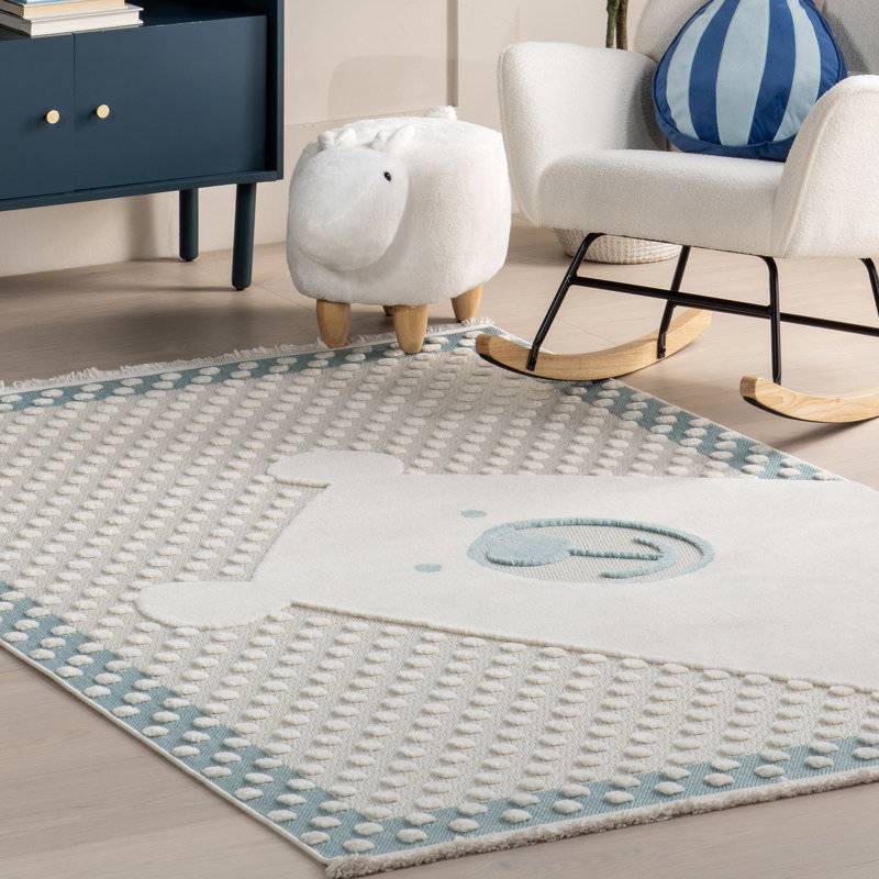 Tapis pour enfant à ours polaire Cecelia, Rectangle 3 pi x 5 pi