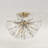 15.5" W x 11" H 4-Light Starburst Semi Flush in Matte Brass with Patterned Glass Petals