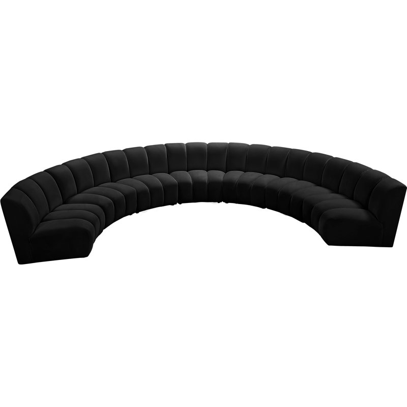 Canapé modulaire en velours Infinity, Velours noir, 7 pièces