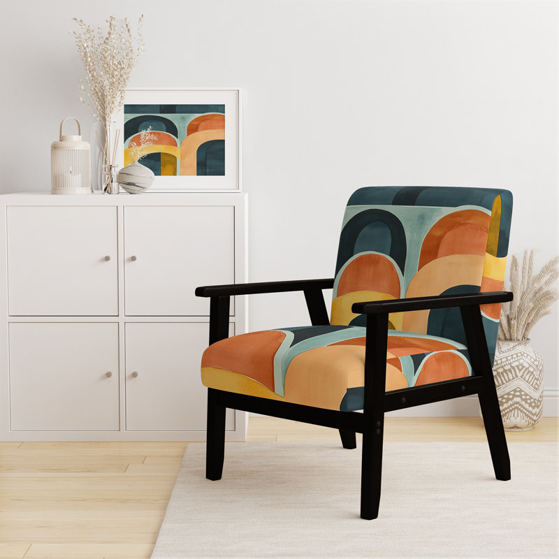 Fauteuil décoratif abstrait géométrique abstrait, Black Square Arms