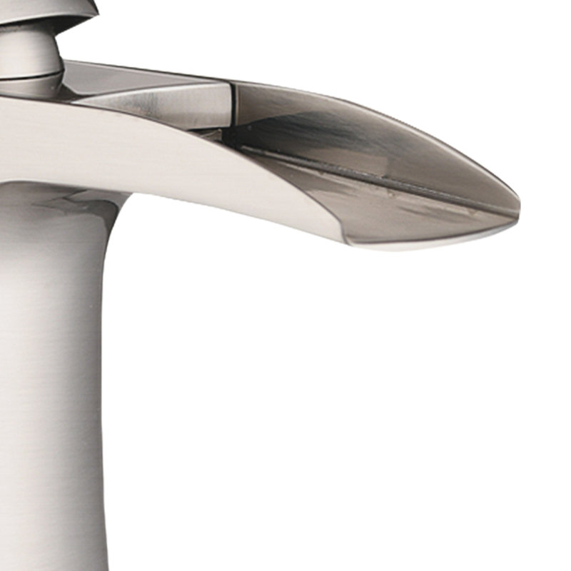 Robinet de salle de bain en cascade avec poignée simple en nickel brossé, Brushed Nickel