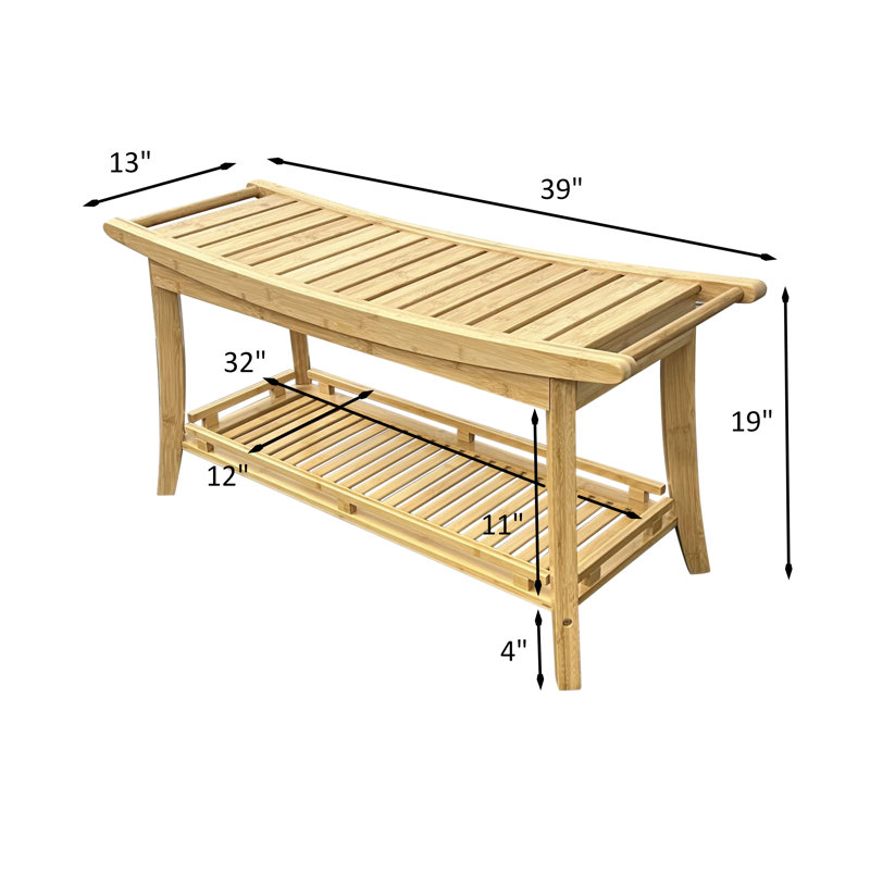Banc en bois massif Talreja, Naturel