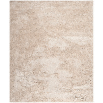 Tapis à poil long champagne fabriqué à la main Delane