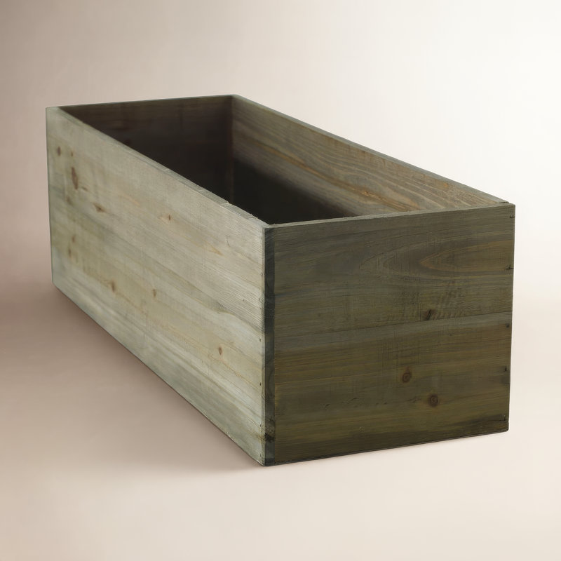 Tariah Handmade Wood Planter Box, Light Brown, 5.75" H x 18.25" W x 6.5" D