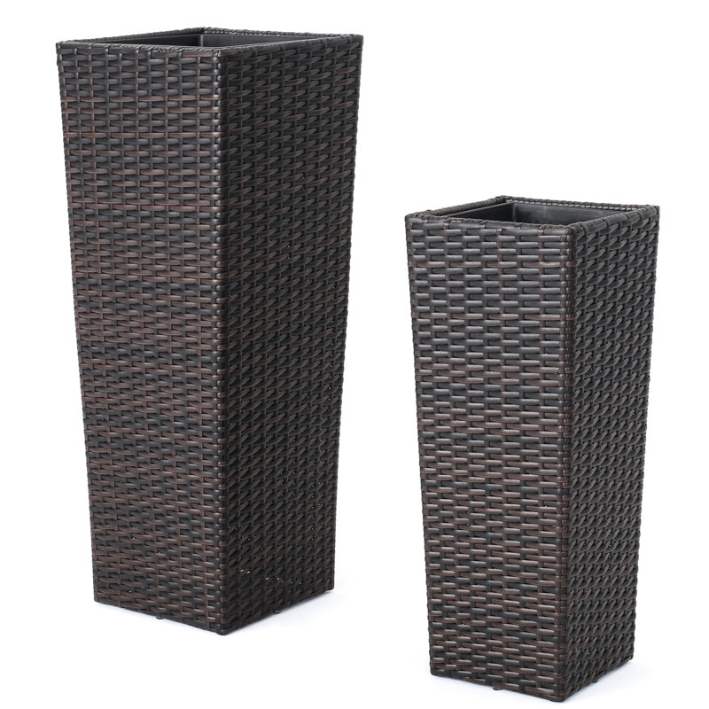 2 Brown Flower Pots - With Iron Core In Including, Brown