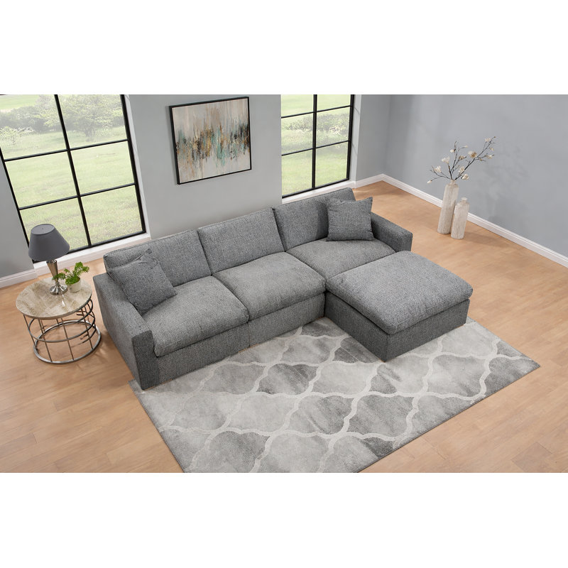 Canapé modulaire Conrad en tweed gris clair