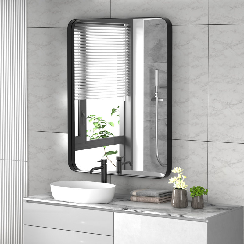 Eitzen Rectangle Wall Mirror High-Strength Tempered Glass and  Stainless Steels Framed Wall Mirror Accent Mirror, 40" x 30"