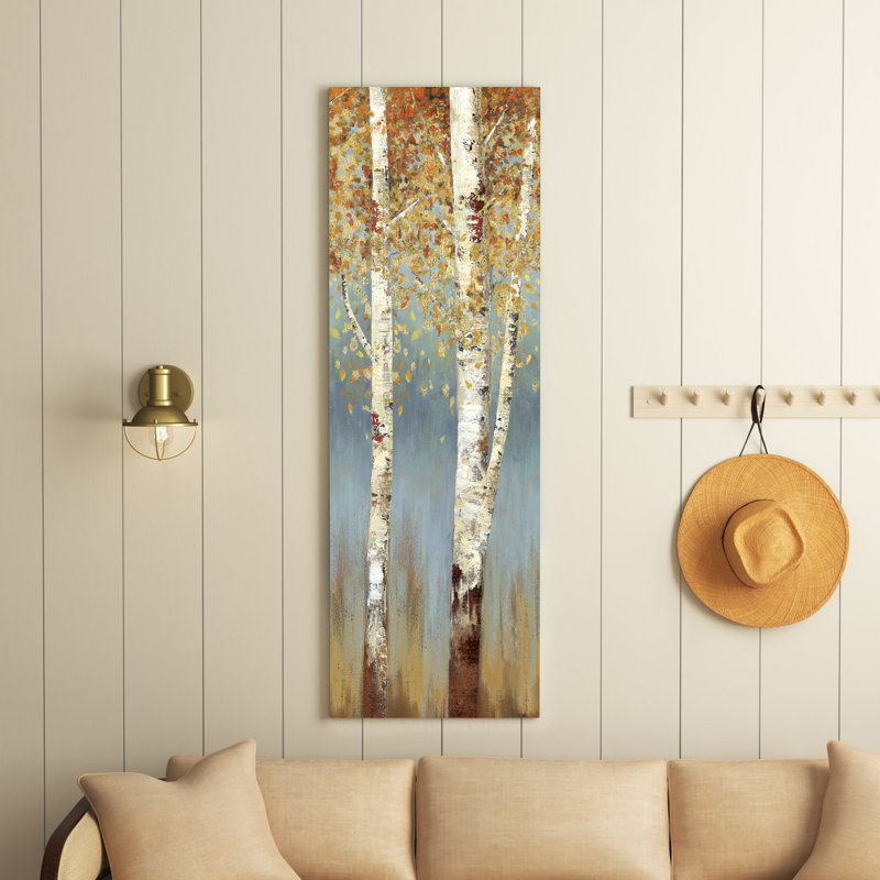 Butterscotch Birch Trees II by Allison Pearce - Panoramic Painting on Canvas, 121.92 cm H x 40.64 cm W x 1.91 cm D, No Frame
