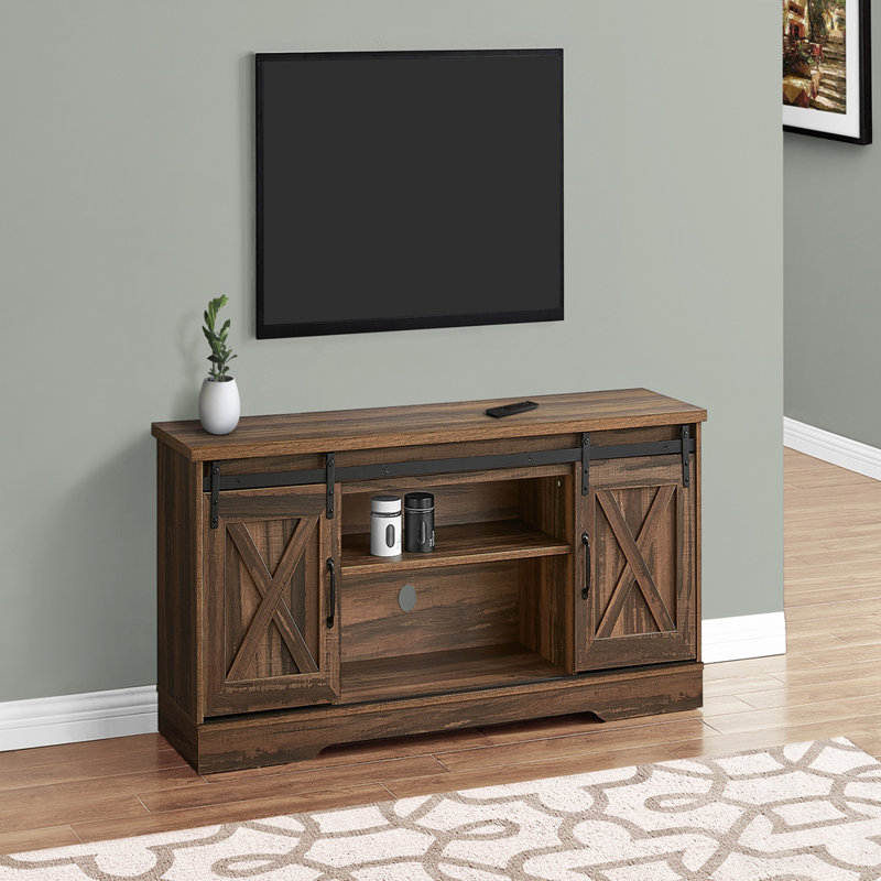 Meuble télé transitionnel en stratifié, console avec portes coulissantes, rangement ouvert et fermé pour le salon et la chambre à coucher