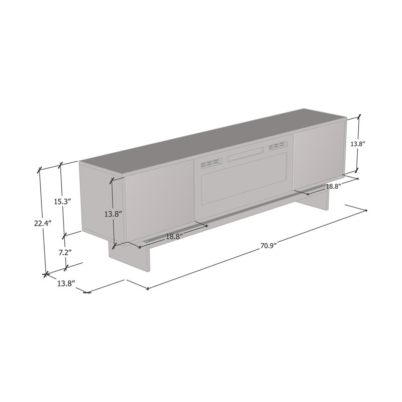 Calab 70.9" Modern TV Stand with Electric Fireplace, Matte Finish, Media Storage, Walnut/White