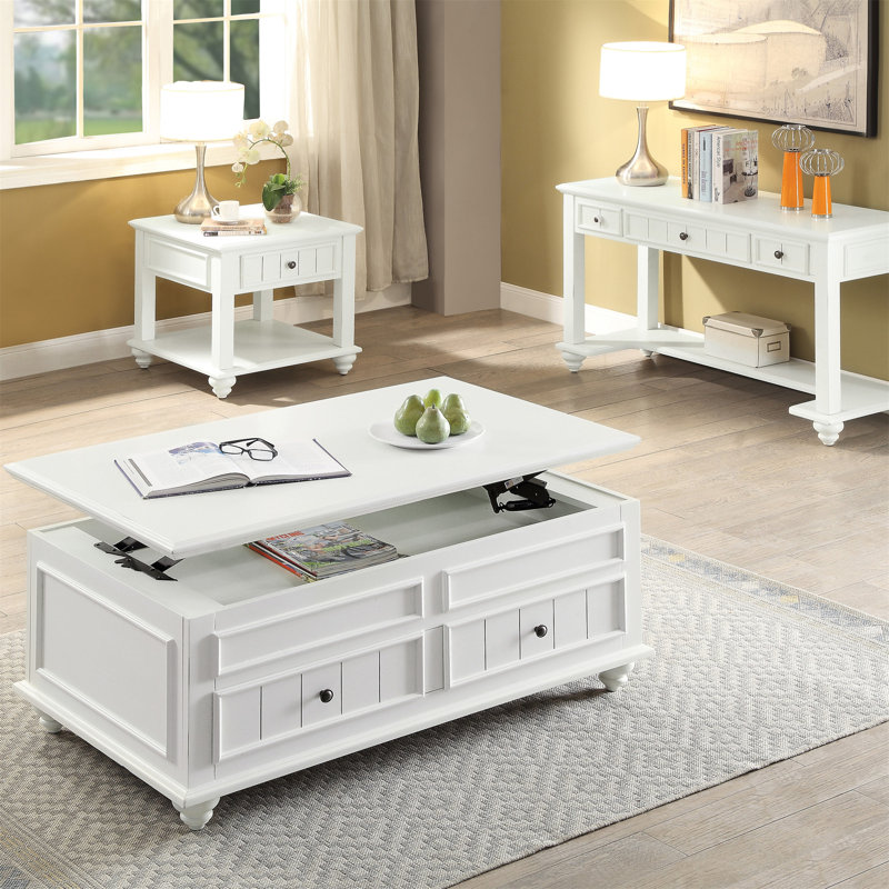 Table de bout blanche avec tablette inférieure
