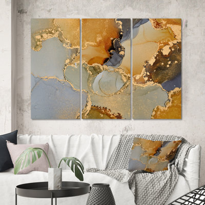 «Brown Luxury Abstract Fluid Art I», reproduction d'art sur toile moderne