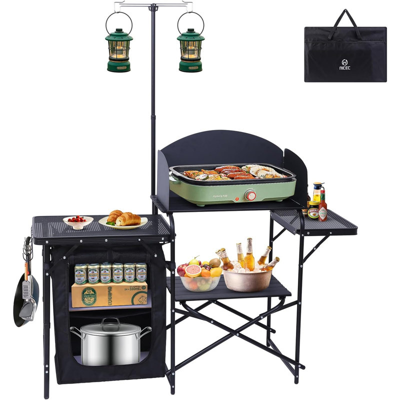 Table de camping d'extérieur rectangulaire L 56,9 po x l 15,8 po Raffiel