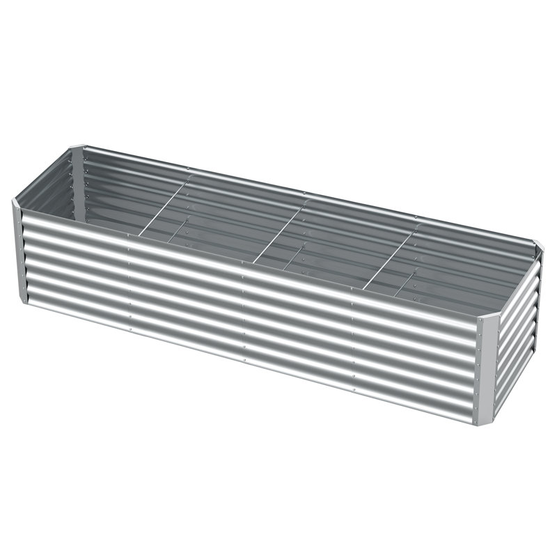 Ensemble de jardin surélevé galvanisé 8X2x2 Ft - Jardinière d'extérieur pour légumes, herbes et fleurs